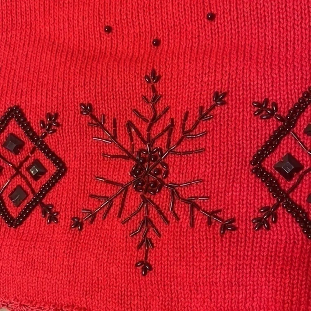 Shenanigans sweater Vintage Red black beaded ugly Christmas Size Large